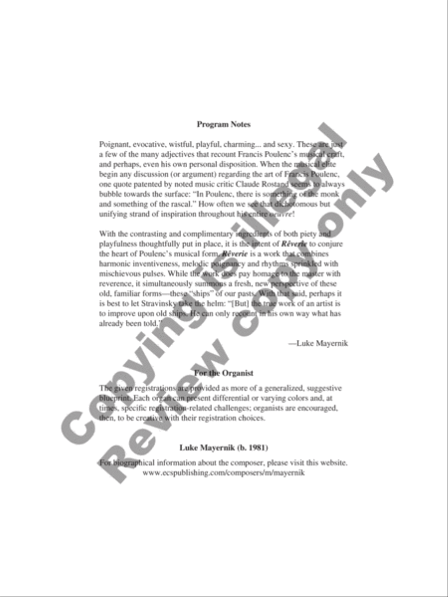 Rêverie: Hommage à Francis Poulenc Alto Saxophone scores gallery preview page 3