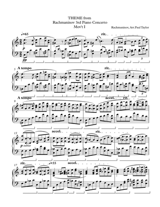 Rachmaninov 3rd (1st movement, second theme) transposed to C