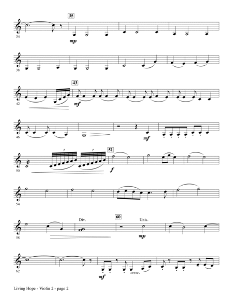 Living Hope (arr. Joseph M. Martin) - Violin 2 Choir scores gallery preview page 2