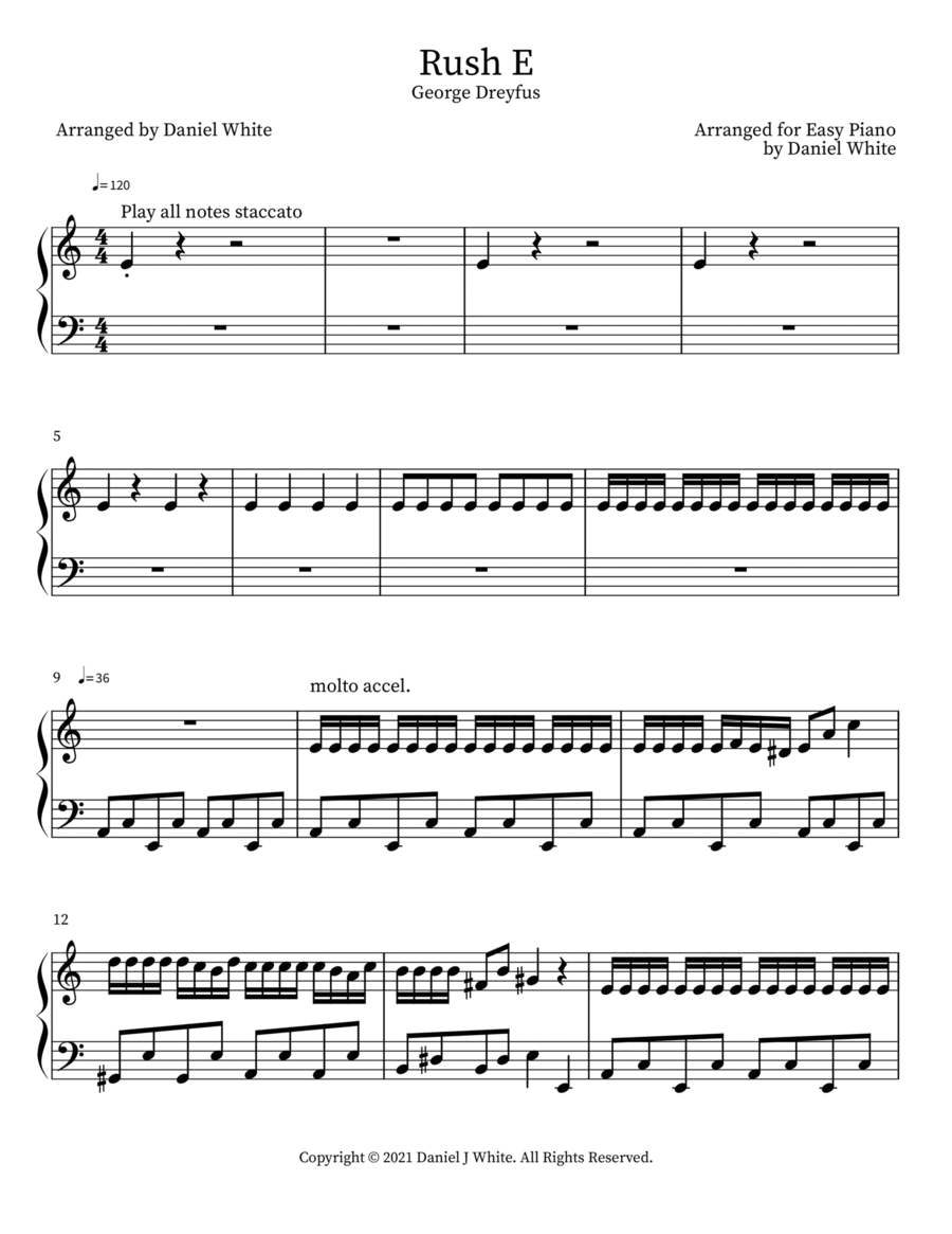 Rush E Easy Piano scores gallery preview page 1