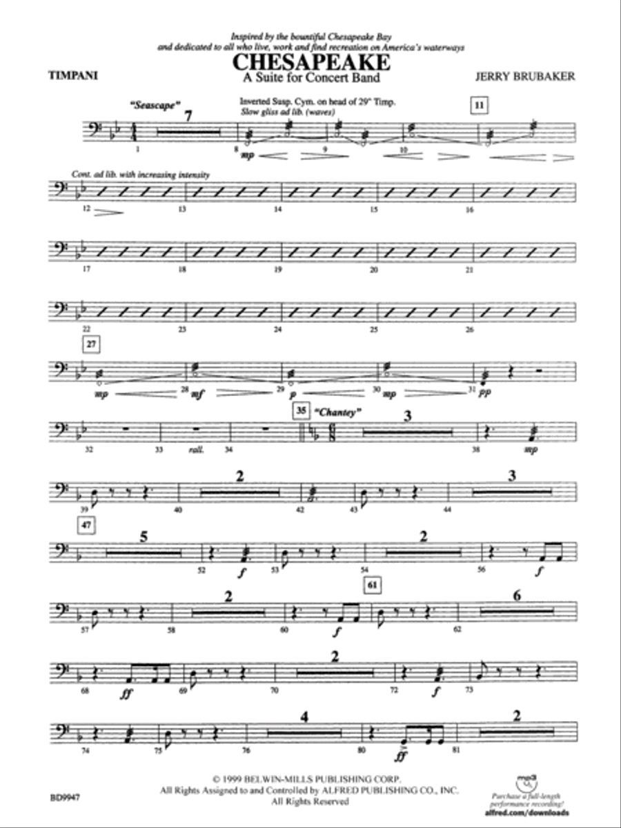 Chesapeake: Timpani Chesapeake: Timpani Concert Band scores gallery preview page 1