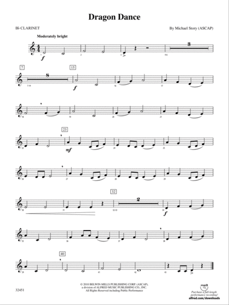 Dragon Dance: 1st B-flat Clarinet Concert Band scores gallery preview page 1