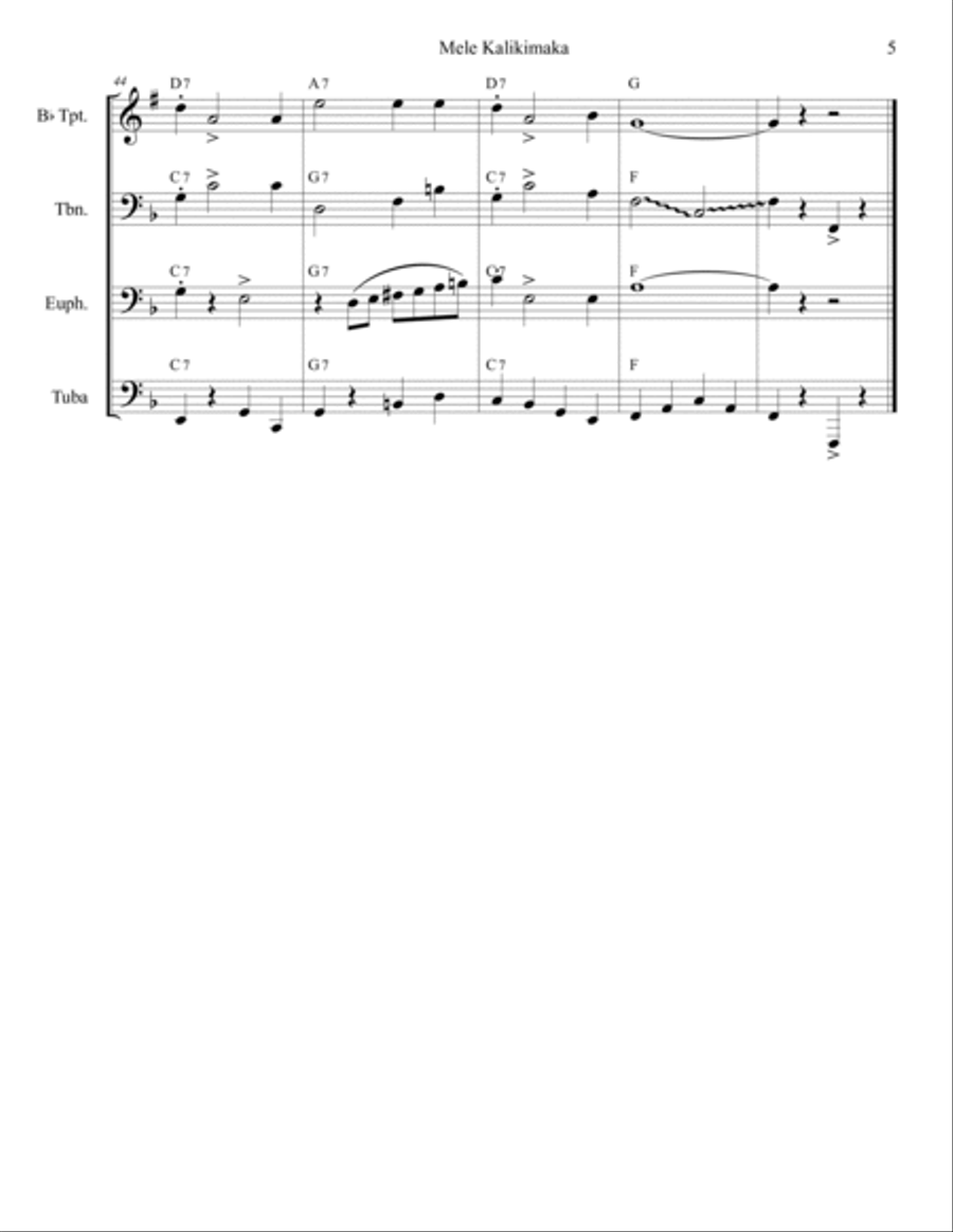 Mele Kalikimaka Brass Quartet scores gallery preview page 5