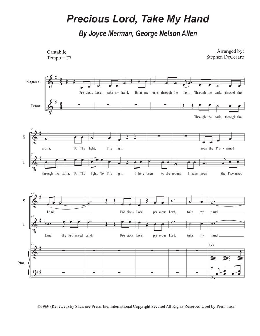 Precious Lord Take My Hand Precious Lord Take My Hand Tenor Voice scores gallery preview page 1