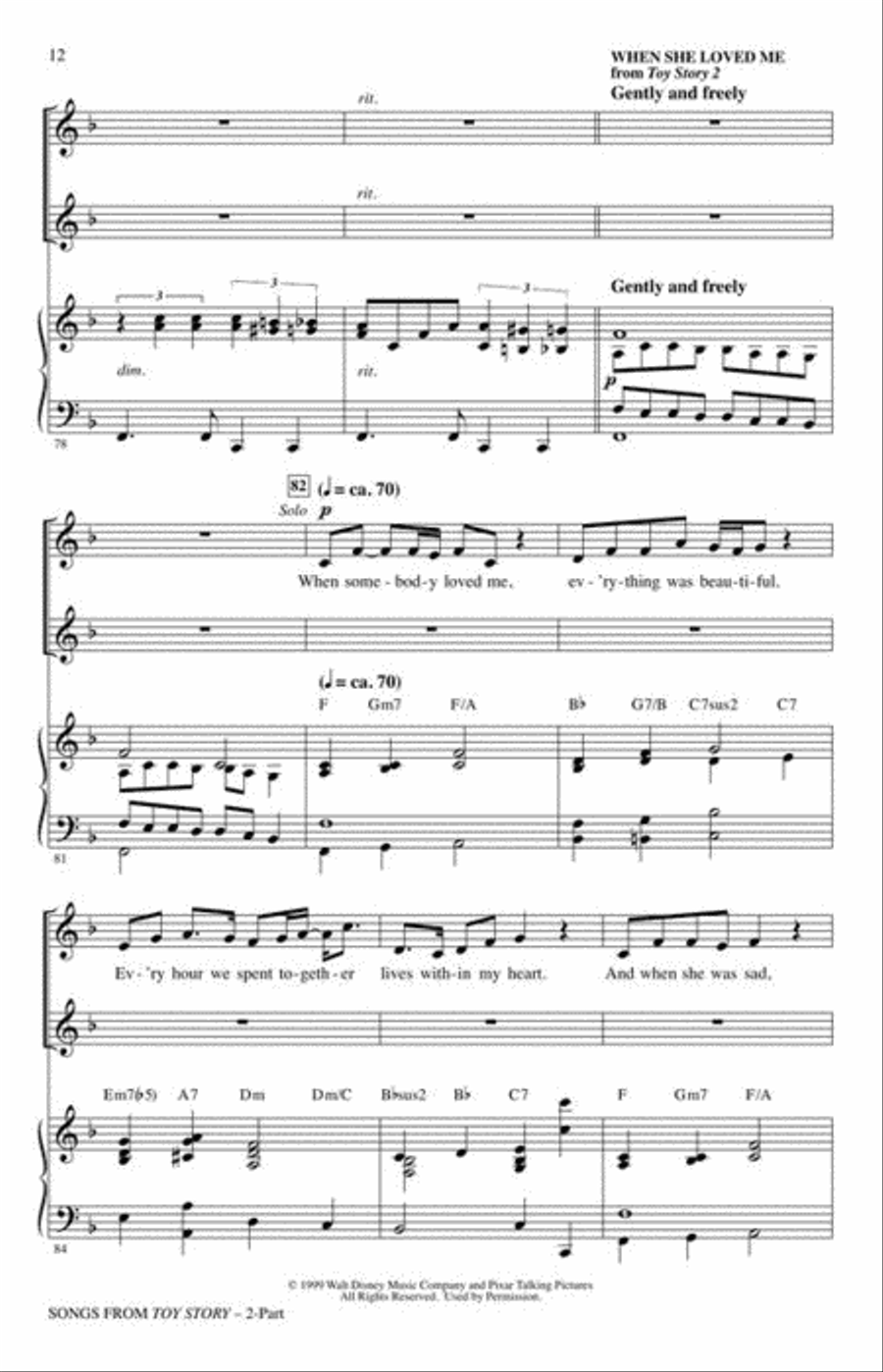 Songs from Toy Story (Choral Medley) 2-Part scores gallery preview page 5