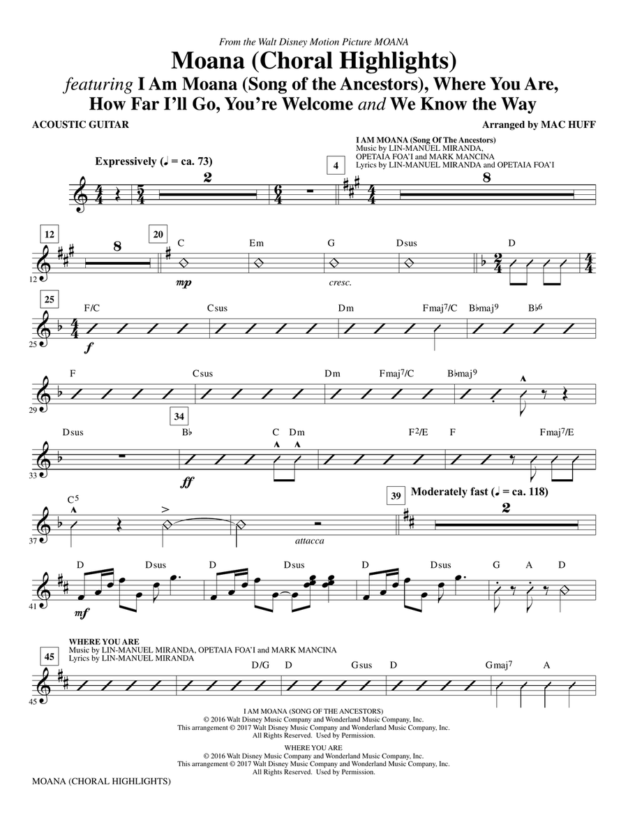 Moana - Guitar Moana - Guitar Choir scores gallery preview page 1