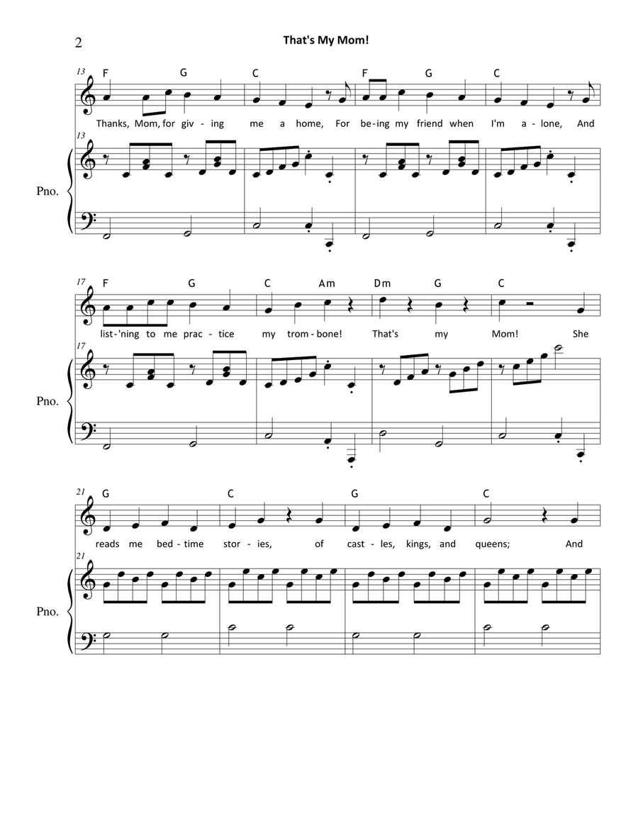 That's My Mom! (A Mother's Day Song) Unison Choir scores gallery preview page 2