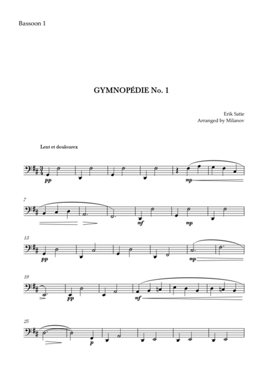 Gymnopédie no 1 | Bassoon Duet | Original Key | Chords | Easy intermediate image number null
