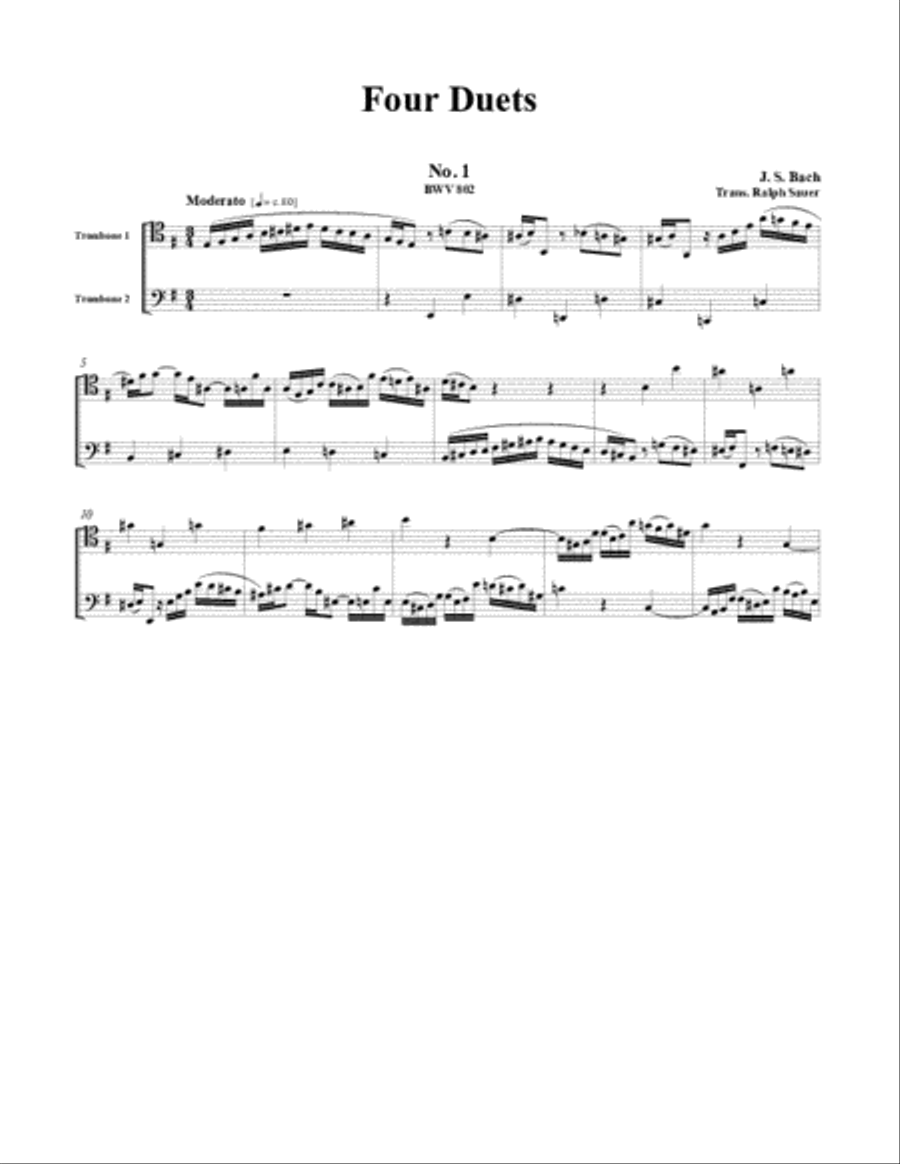 Bach - Four Duets for Two Trombones BWV 802-805 Trombone Duet scores gallery preview page 2