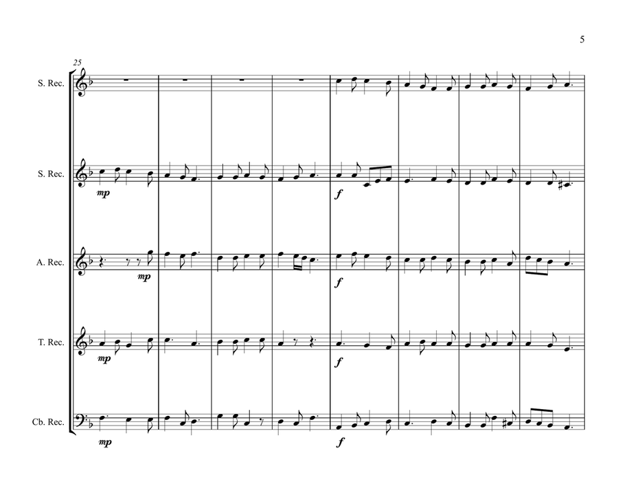 In Dulce Jubilo for Recorder Quintet Small Ensemble scores gallery preview page 5