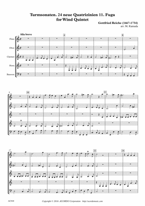 Turmsonaten. 24 neue Quatrizinien 11. Fuga for Wind Quintet