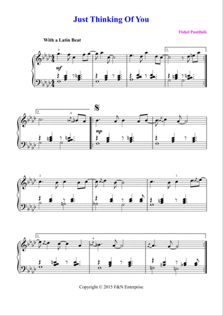 Just Thinking Of You Piano Solo scores gallery preview page 2