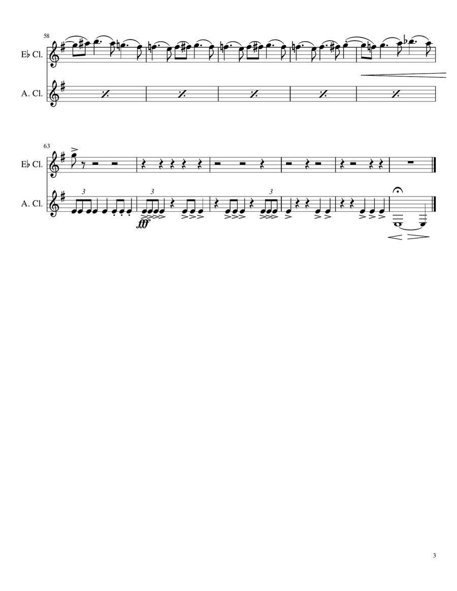Mars-The Bringer of war, For Eb and Alto Clarinet. Clarinet Solo scores gallery preview page 3