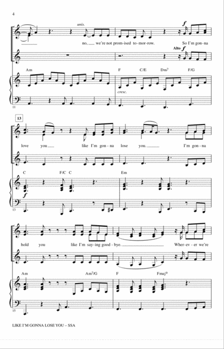 Like I'm Gonna Lose You SSA scores gallery preview page 3