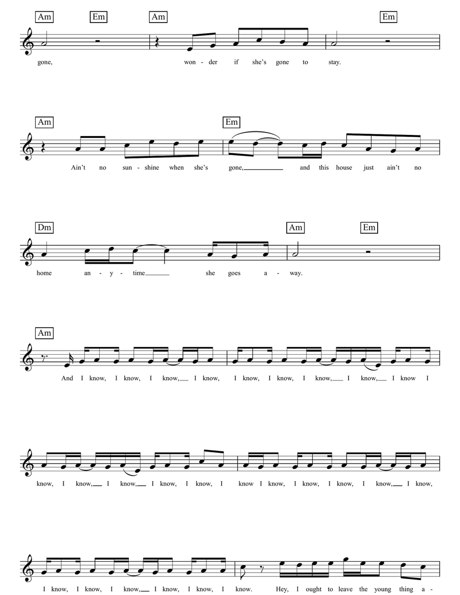 Ain't No Sunshine Ain't No Sunshine Piano scores gallery preview page 2