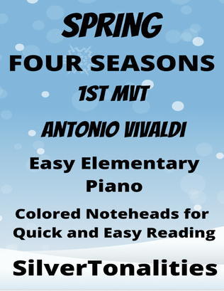 Book cover for Spring Four Seasons Easy Elementary Piano Sheet Music with Colored Notation
