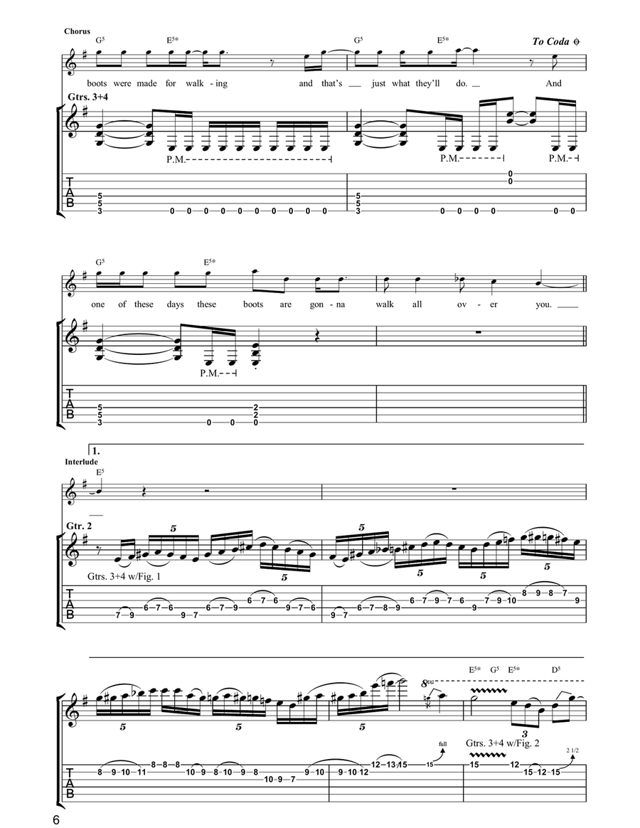 These Boots Are Made For Walking Electric Guitar scores gallery preview page 6