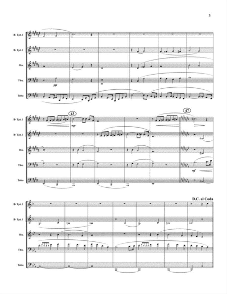 Elsa's Procession to the Cathedral Brass Quintet scores gallery preview page 3