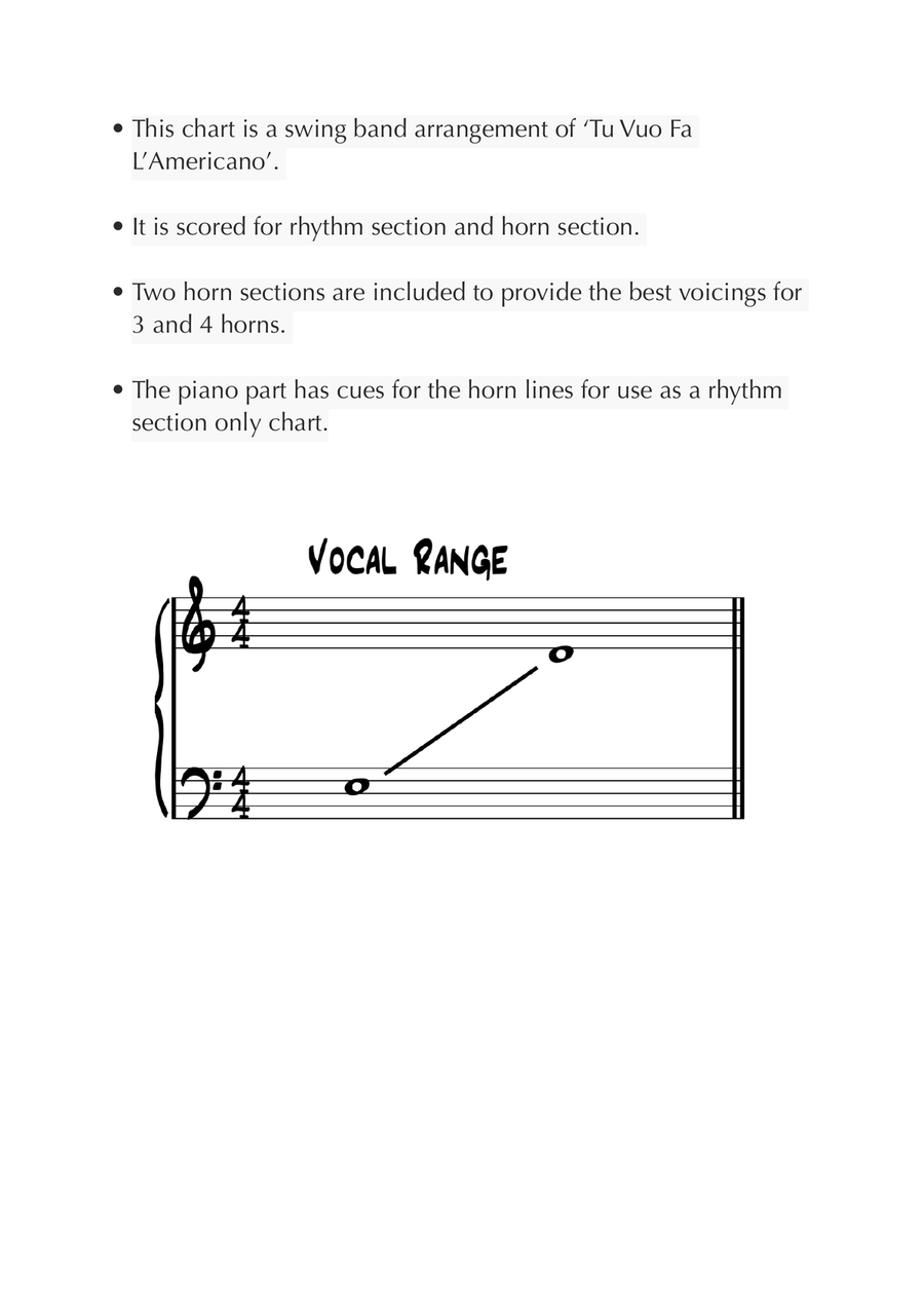 Tu Vuo Fa L Americano Jazz Ensemble scores gallery preview page 5