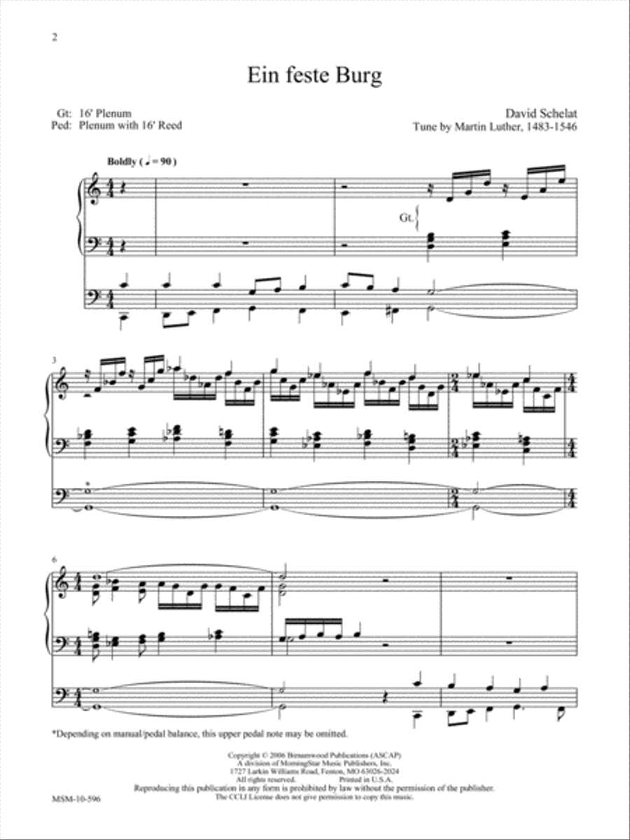 A Mighty Fortress: Seven Hymn Preludes for Organ Organ Solo scores gallery preview page 4