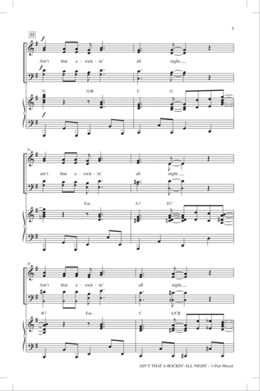 Ain't That A-Rockin' All Night 3-Part scores gallery preview page 4