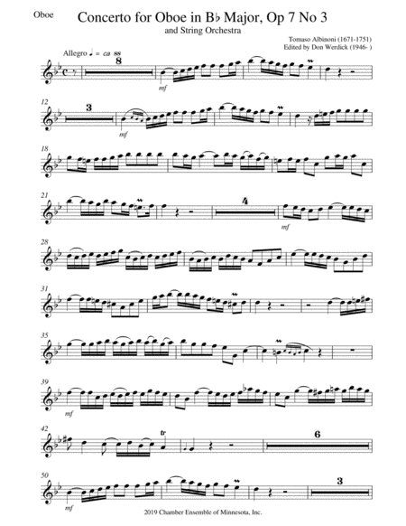 Concerto for Oboe in Bb Major, Op. 7 No. 3