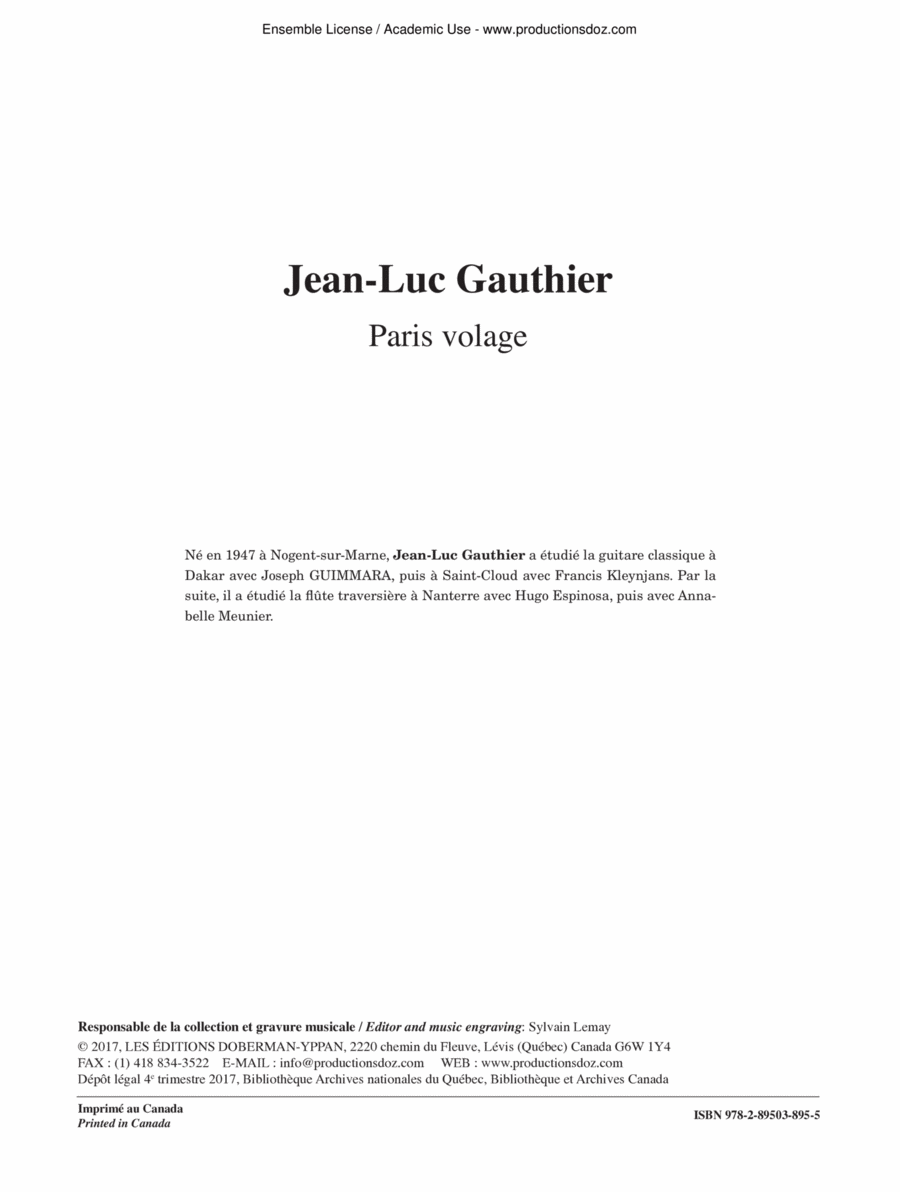 Paris volage Flute Duet scores gallery preview page 1
