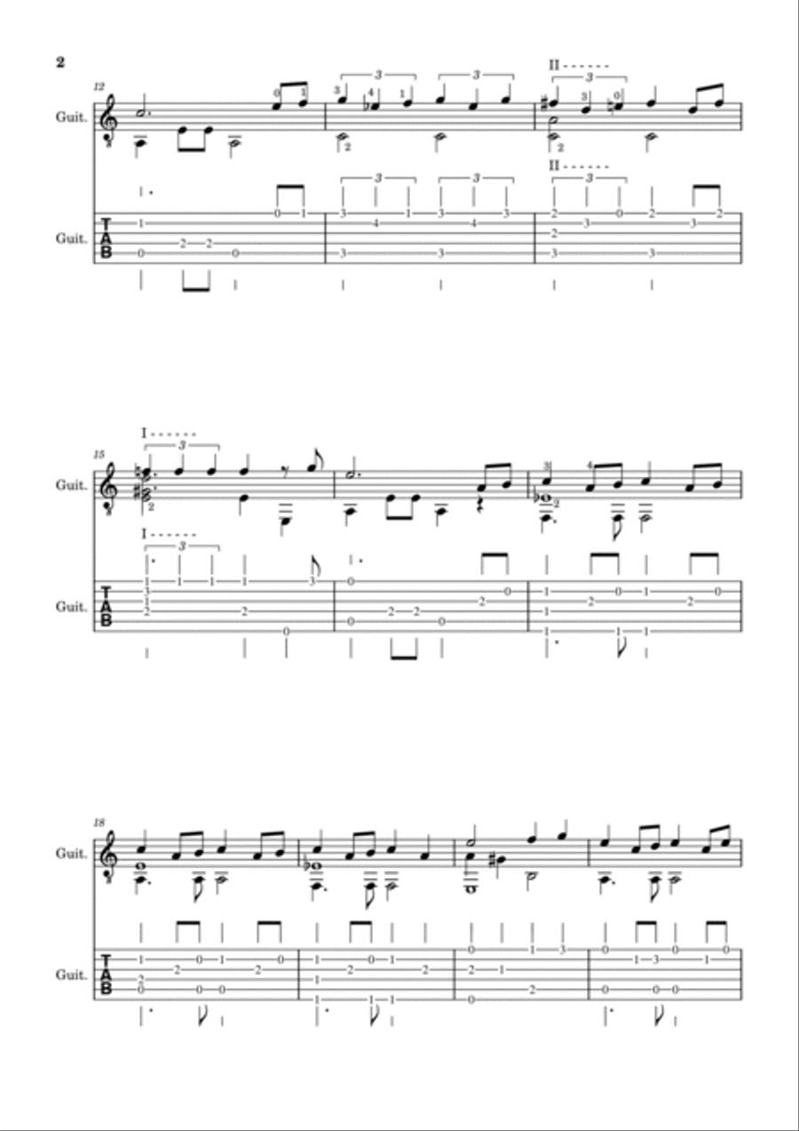 Arabian Nights Guitar Tablature scores gallery preview page 2