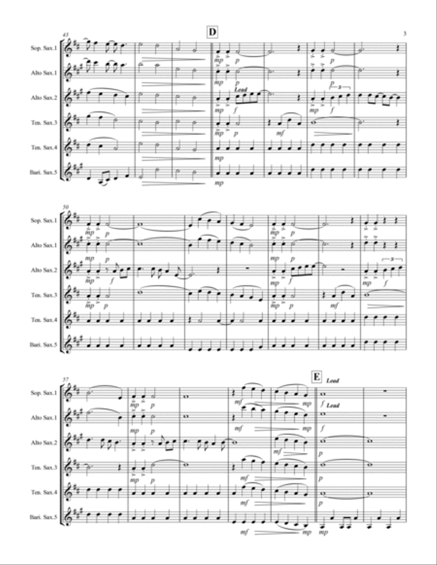 Sweet Caroline Saxophone Quintet scores gallery preview page 4