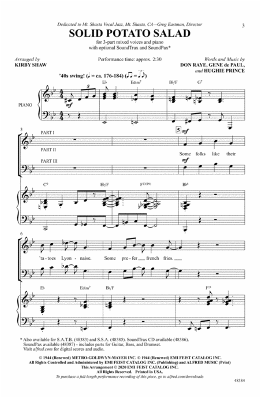 Solid Potato Salad Solid Potato Salad Choir scores gallery preview page 1