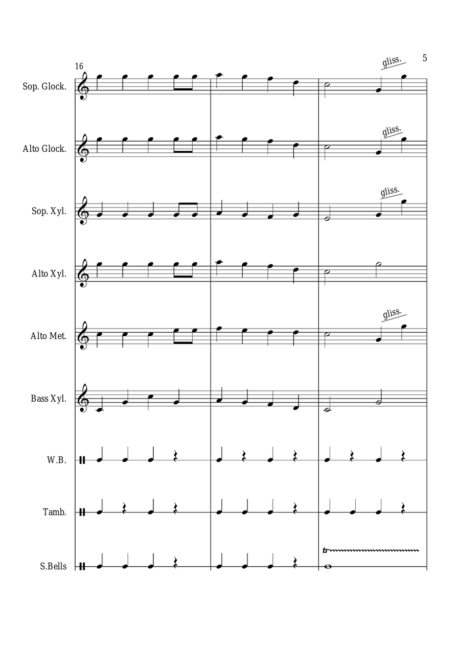Jingle Bells - For Orff Ensemble Percussion Ensemble scores gallery preview page 5