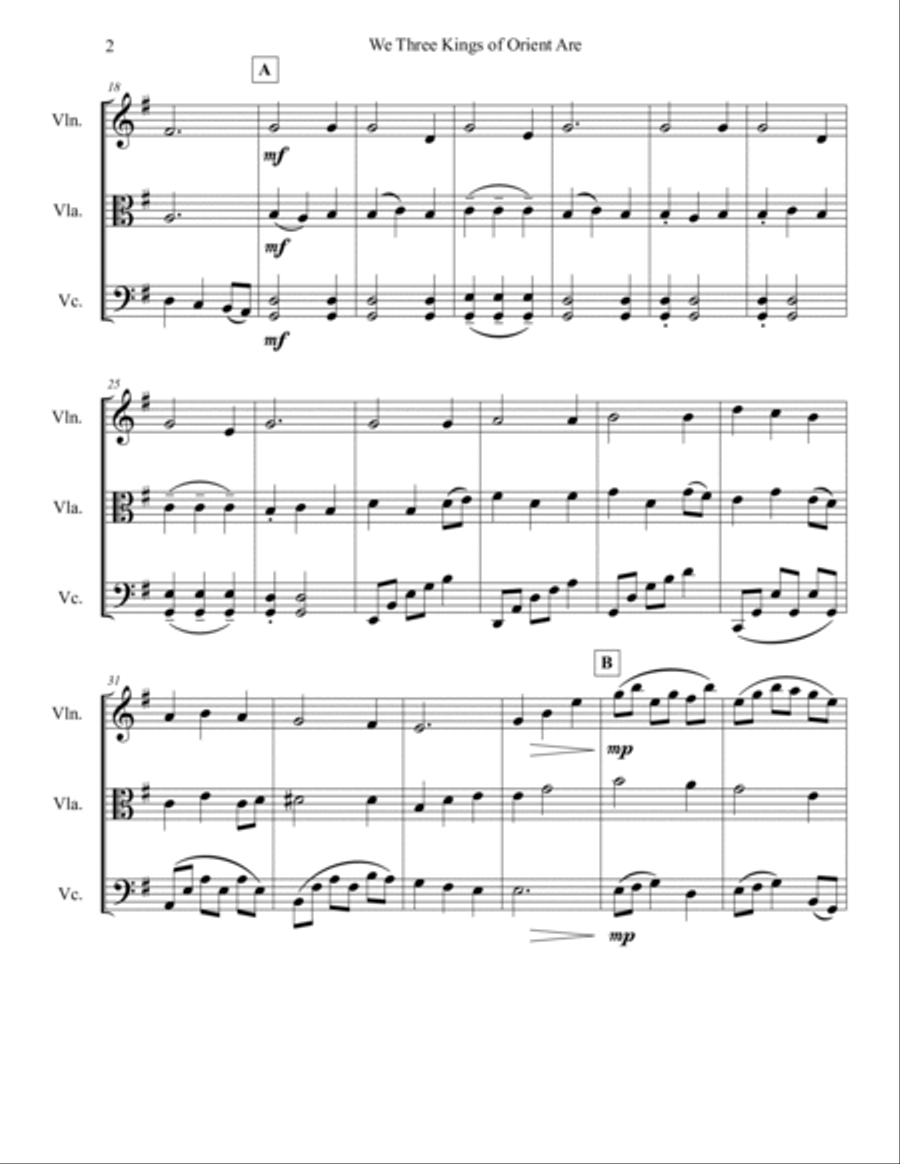 We Three Kings of Orient Are (String Trio) String Trio scores gallery preview page 3