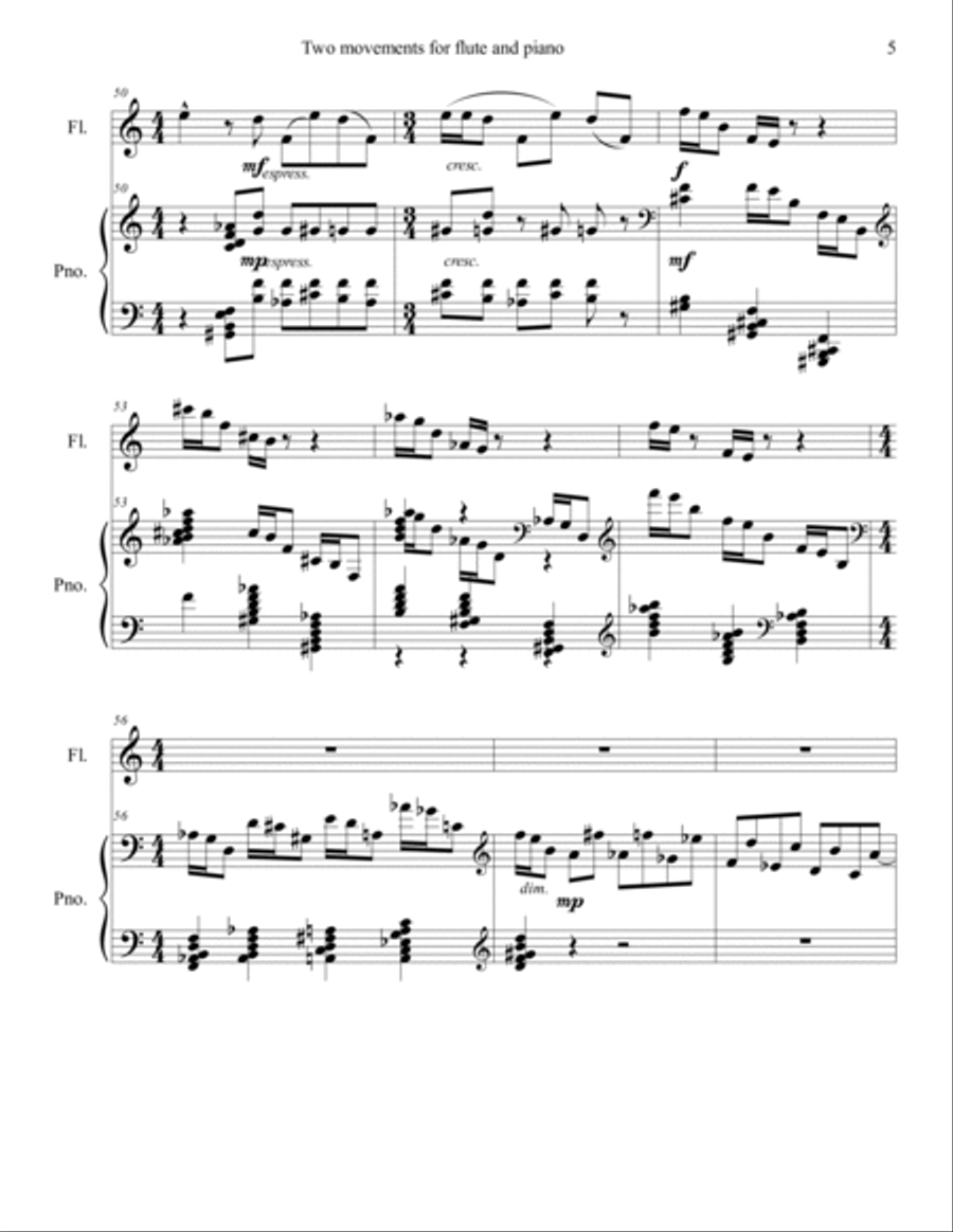 Two movements for flute and piano ( 1.allegro moderato ) Small Ensemble scores gallery preview page 5