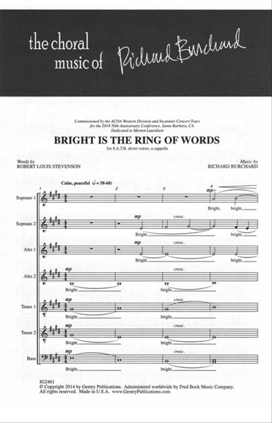Bright Is the Ring of Words SSAATTBB scores gallery preview page 2