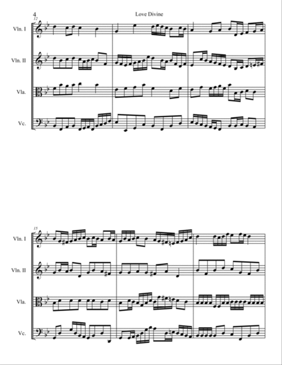Love Divine for String Quartet String Quartet scores gallery preview page 4