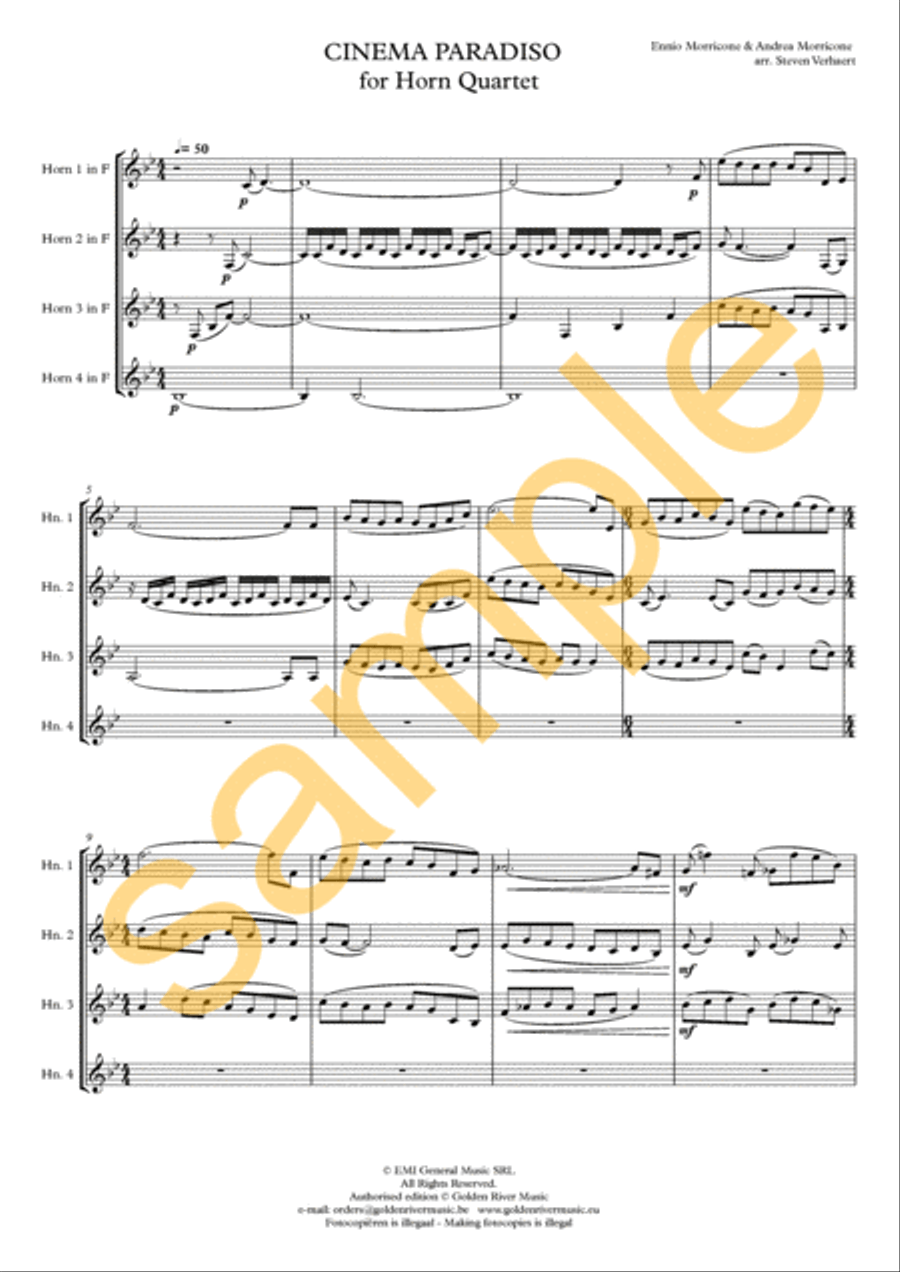 Cinema Paradiso - horn quartet French Horn Quartet scores gallery preview page 2