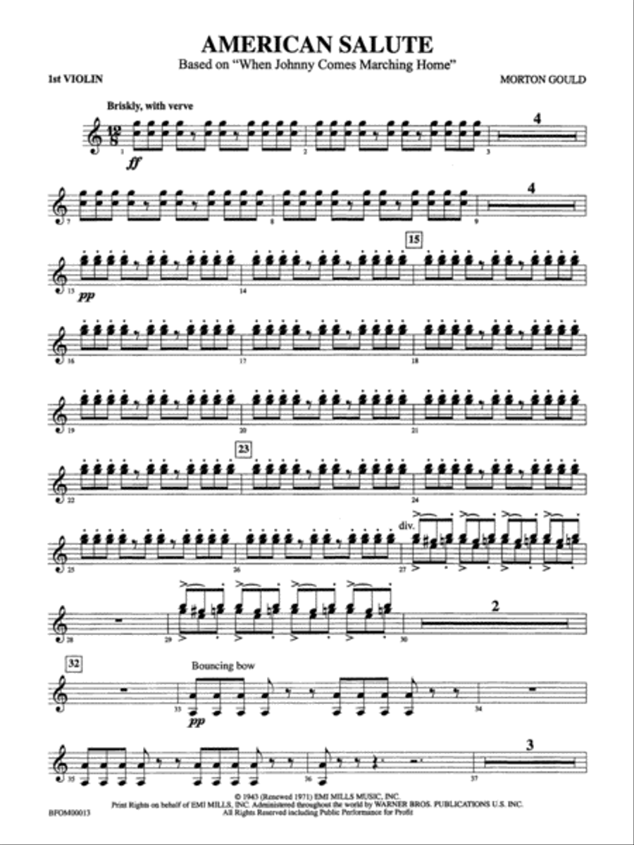 American Salute: 1st Violin Full Orchestra scores gallery preview page 1