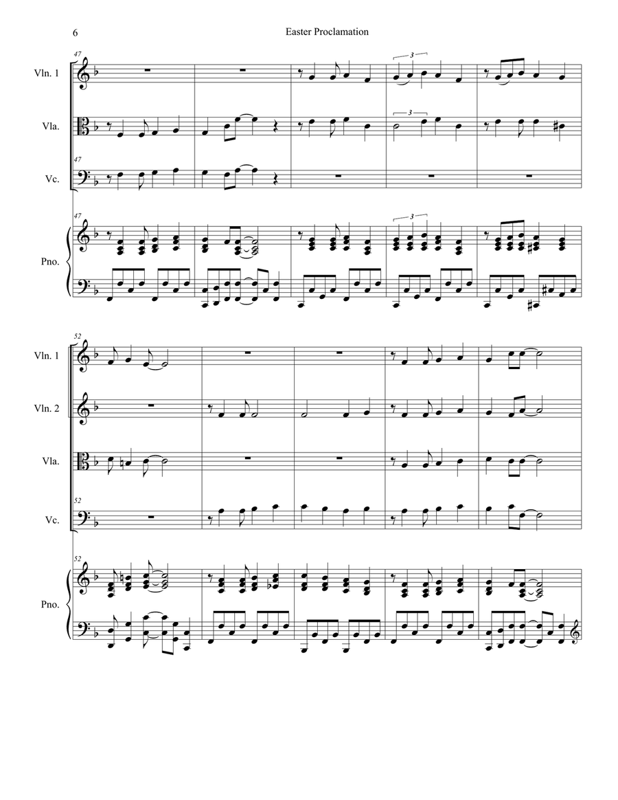 Easter Proclamation (The Risen Christ) (String Quartet and Piano) String Quartet scores gallery preview page 6