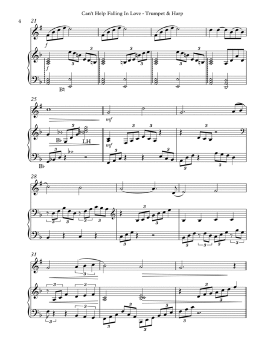 Can't Help Falling In Love Trumpet Duet scores gallery preview page 4