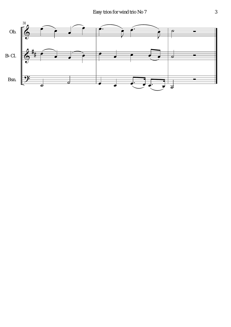 Blow away the morning dew for wind trio (oboe, clarinet, bassoon) Woodwind Trio scores gallery preview page 3