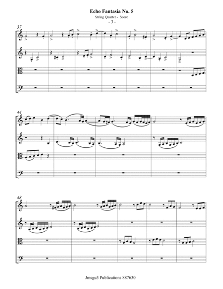 Sweelinck: Echo Fantasia No. 5 for String Quartet String Quartet scores gallery preview page 3