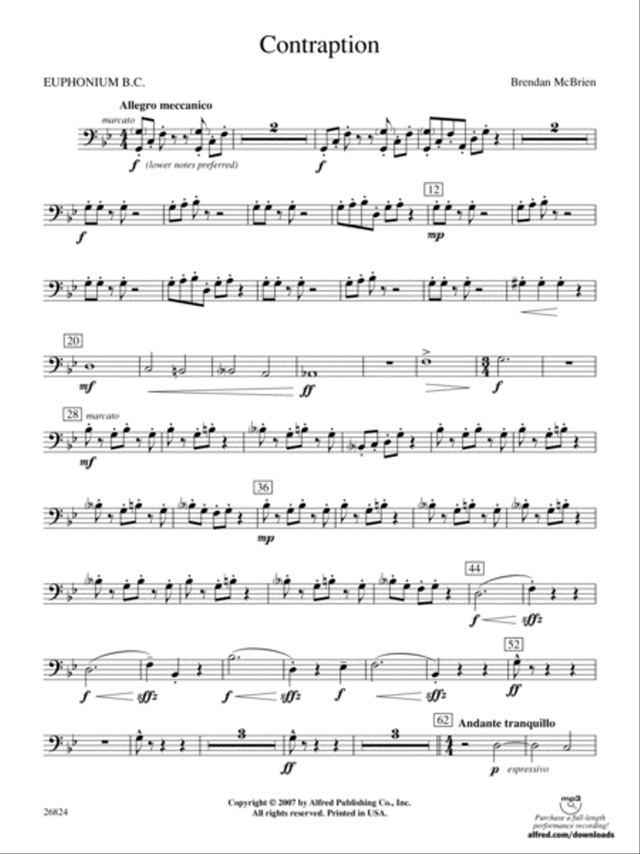 Contraption: Baritone B.C. Concert Band scores gallery preview page 1