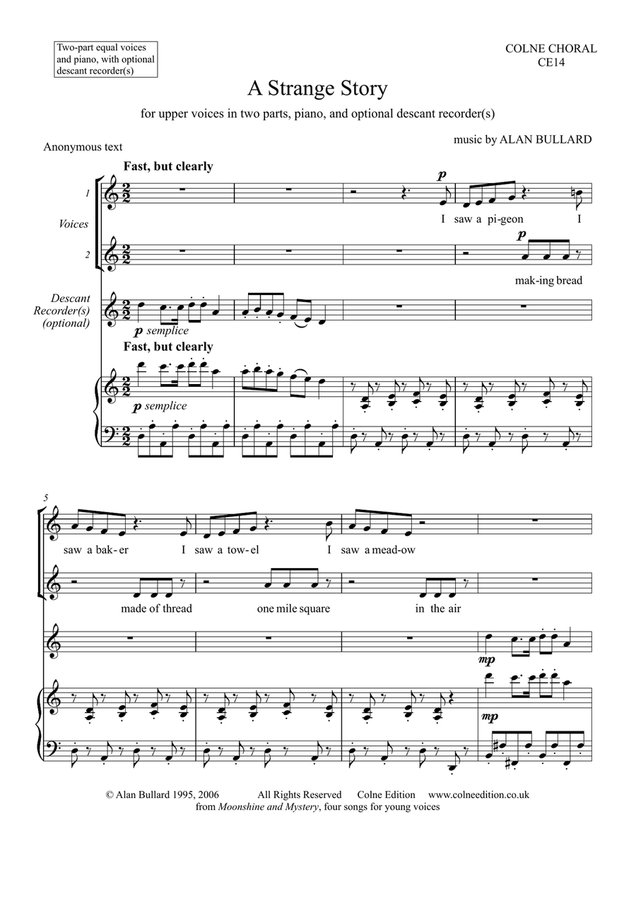 A Strange Story (upper voice choir and piano) 2-Part scores gallery preview page 3