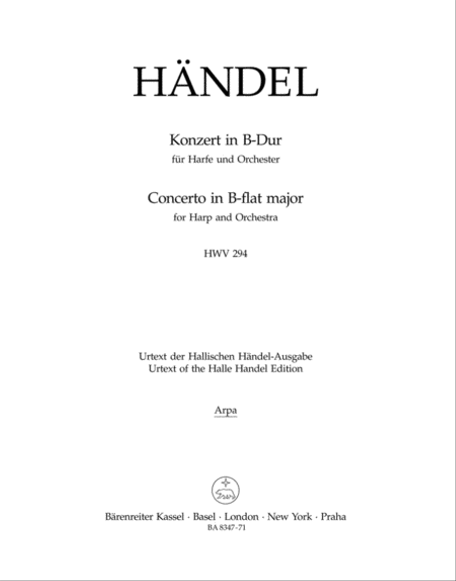 Concerto for Harp and Orchestra B flat major, Op. 4/6 HWV 294 Orchestra scores gallery preview page 1