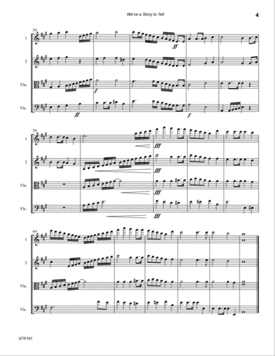 WE'VE A STORY TO TELL TO THE NATIONS - String Quartet (unaccompanied) A Cappella scores gallery preview page 4