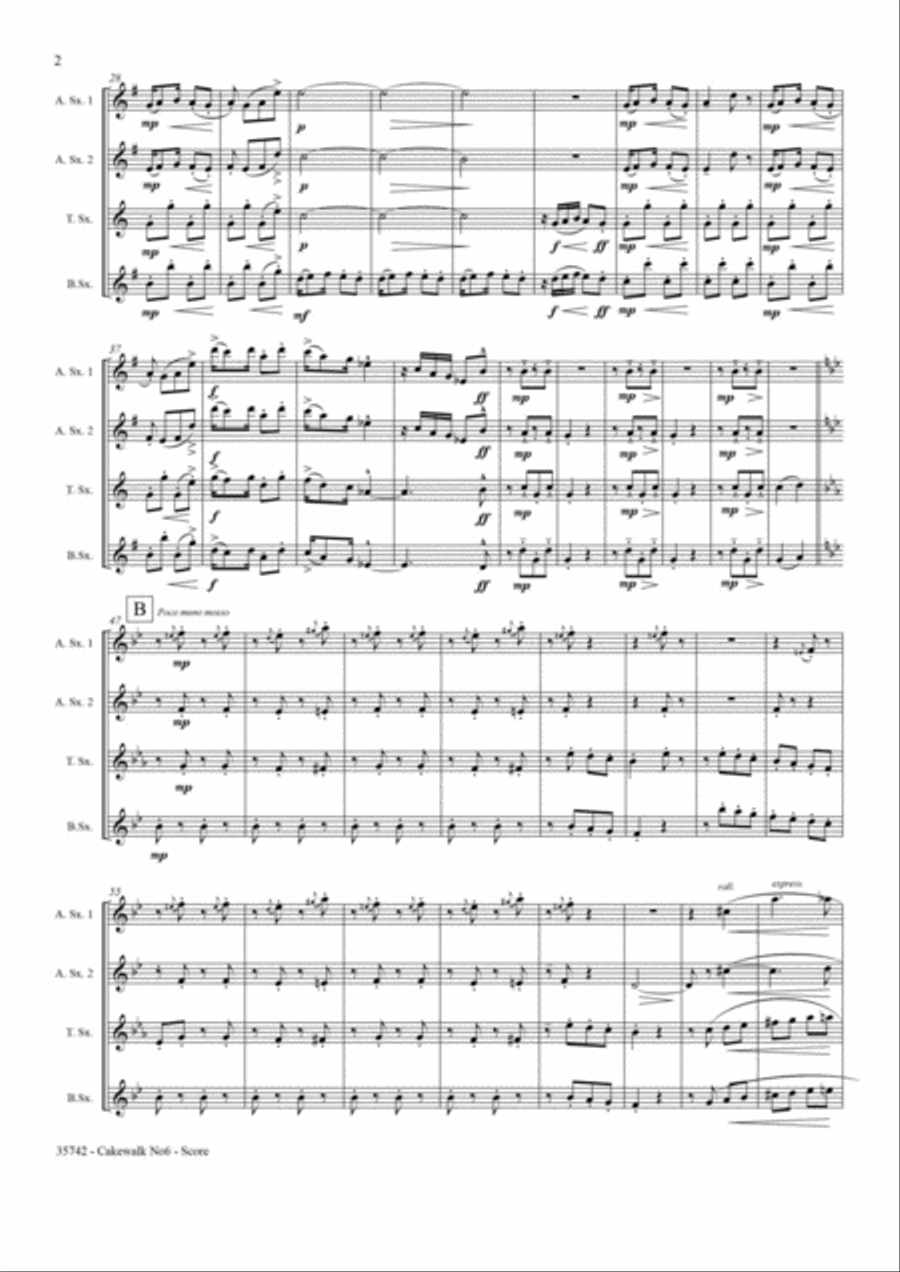 CAKEWALK NO 6 FROM CHILDREN'S CORNER - SAXOPHONE QUARTET Saxophone Quartet scores gallery preview page 3