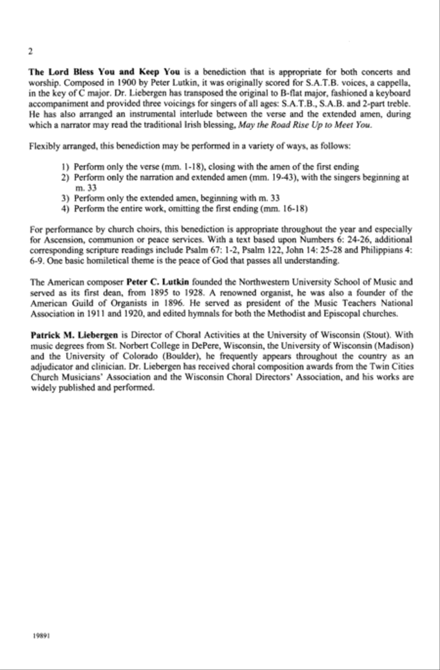 The Lord Bless You and Keep You 4-Part scores gallery preview page 2