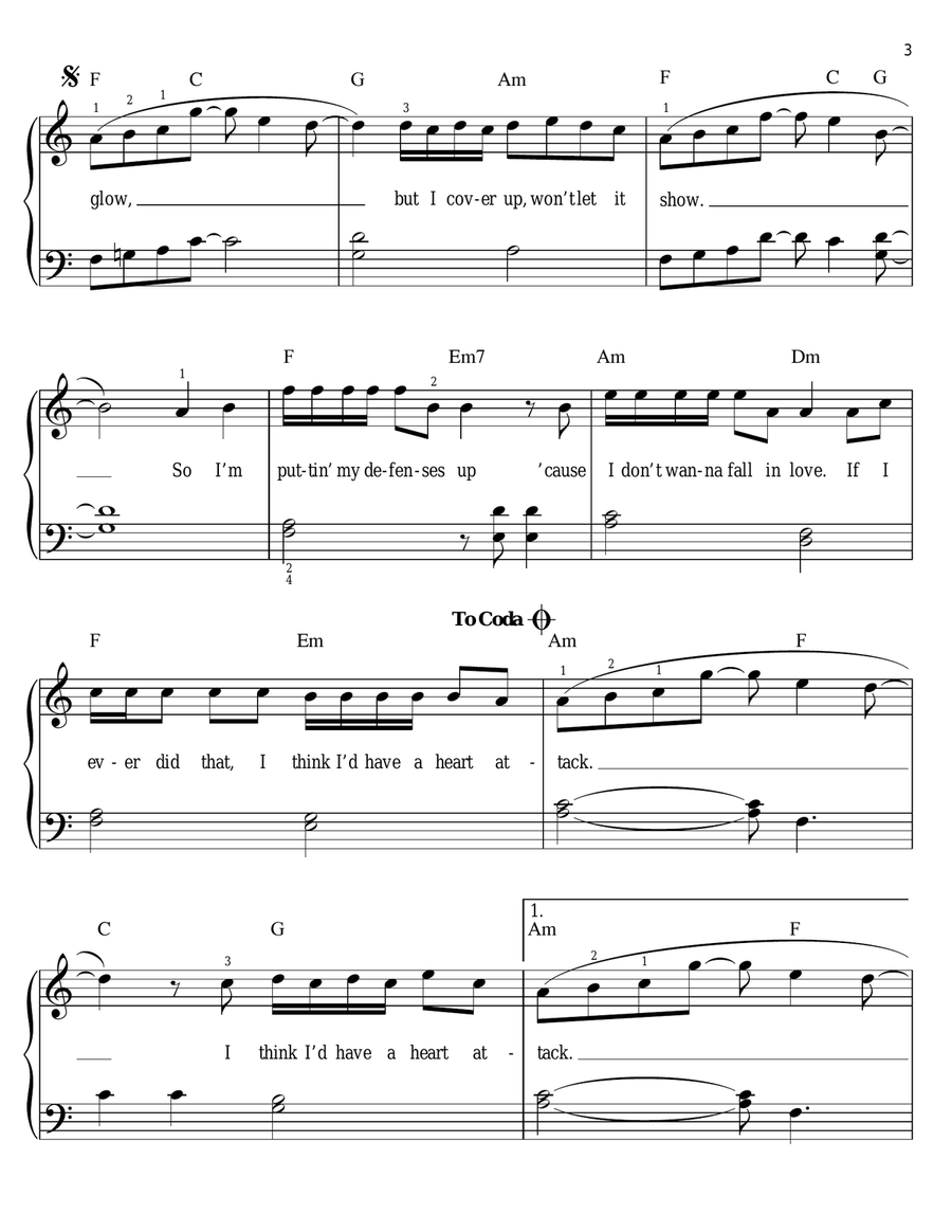 Heart Attack Heart Attack Easy Piano scores gallery preview page 3