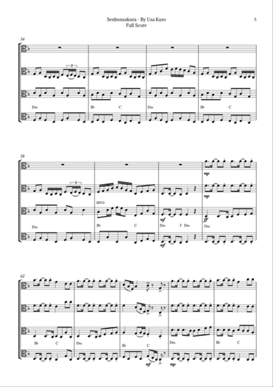 Senbonzakura String Quartet scores gallery preview page 5