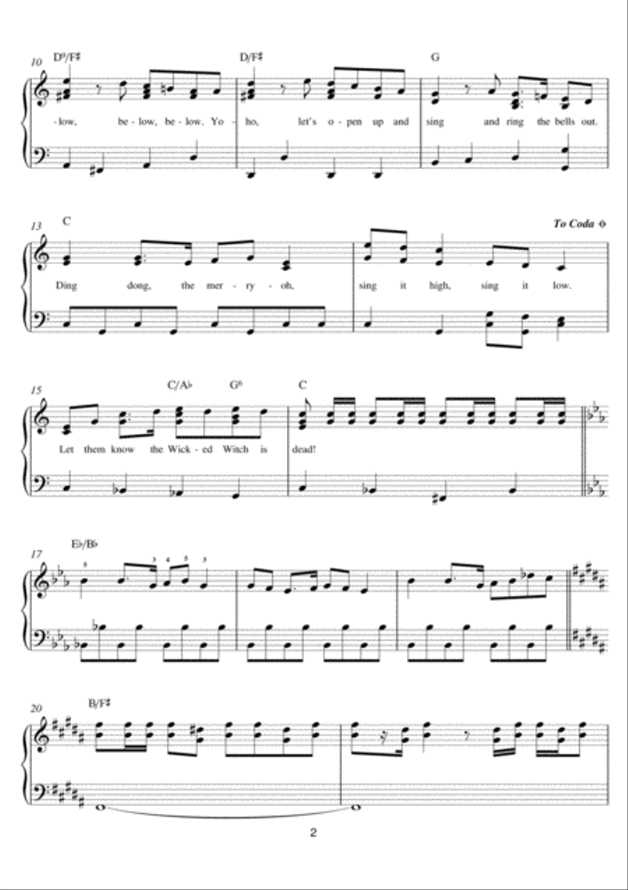 Ding-Dong! The Witch Is Dead Easy Piano scores gallery preview page 2